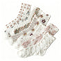 8 pairs of socks - retro women's socks - versatile mid-calf - 3D relief art fresh - women's stockings