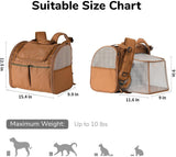Travel Basket for Cats and Dogs - Carrier for Cats and Dogs - Travel Bag for Cats and Dogs - Dog Carrier - Cat Carrier - up to 10 lbs - brown - Side View