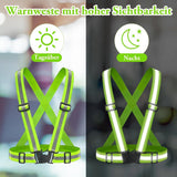 Two-piece reflective vest with 2 reflective armbands - High visibility reflective vest - Reflective safety vest - Adjustable lightweight elastic straps - Suitable for running, cycling and walking