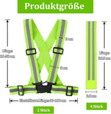 Two-piece reflective vest with 2 reflective armbands - High visibility reflective vest - Reflective safety vest - Adjustable lightweight elastic straps - Suitable for running, cycling and walking - Rear View