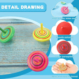 30 Children's Spinning Tops - Creative Mini Wooden Spinning Tops - Perfect as a birthday or Christmas gift for children aged 3 to 7 (random colors) - Front View