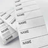 200 pcs iron-on name labels with pen - washable labels - woven labels for clothing, school uniforms, bags, towels, hats, gloves, scarves - Front View