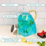 Water Juice - Fridge Door Juice - 1.8L Glass Juice - with Stainless Steel Lid - Juice Juice - For Hot and Cold Drinks - For Homemade Drinks - Juice - Ice - Tea - Coffee - Milk - Wine and Beverages - Front View