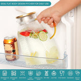 Water Juice - Fridge Door Juice - 1.8L Glass Juice - with Stainless Steel Lid - Juice Juice - For Hot and Cold Drinks - For Homemade Drinks - Juice - Ice - Tea - Coffee - Milk - Wine and Beverages - Side View