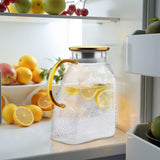Water Juice - Fridge Door Juice - 1.8L Glass Juice - with Stainless Steel Lid - Juice Juice - For Hot and Cold Drinks - For Homemade Drinks - Juice - Ice - Tea - Coffee - Milk - Wine and Beverages - Top-Down View