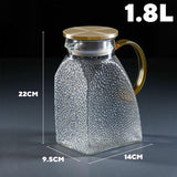Water Juice - Fridge Door Juice - 1.8L Glass Juice - with Stainless Steel Lid - Juice Juice - For Hot and Cold Drinks - For Homemade Drinks - Juice - Ice - Tea - Coffee - Milk - Wine and Beverages