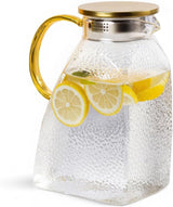 Water Juice - Fridge Door Juice - 1.8L Glass Juice - with Stainless Steel Lid - Juice Juice - For Hot and Cold Drinks - For Homemade Drinks - Juice - Ice - Tea - Coffee - Milk - Wine and Beverages - Rear View