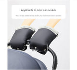 Warm gloves for strollers - water-repellent gloves for winter and snowy days - cold-resistant gloves for strollers - windproof and thickened (black) - Top-Down View