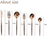Cutlery Set - Mirror-polished copper cutlery set (for 6 persons) - Shiny stainless steel cutlery set (36-piece) - Dinner knife, fork, spoon, dessert fork, salad spoon - Dishwasher safe - 45-Degree Angle