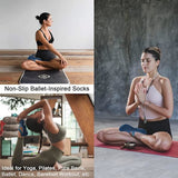 4 pairs of socks - yoga socks - non-slip socks - floor socks - yoga sports socks - one size fits all - suitable for ballet, dance, sports - red, blue, black, gray - Front View