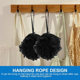 5-pack bath sponge - bath ball - exfoliating sponge - bath sponge - shower sponge - (black) - Rear View