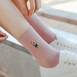 Women's slipper socks (4 pairs) - House socks - Pink socks - Women's autumn and winter socks, with sweet-smelling suede - Vintage print embroidered women's socks