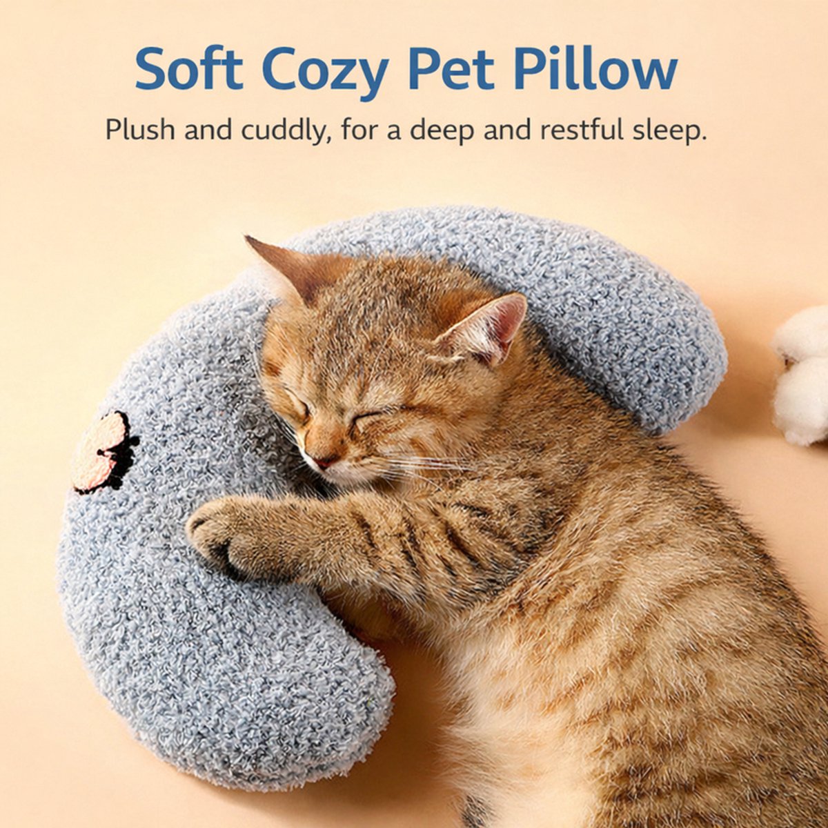 Pet Cushion - Soft Plush Pet Cushion - Cute Patterned Pet Mat - Comfortable Neck Support - Suitable for Cats and Dogs - Yellow