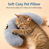 Pet Cushion - Soft Plush Pet Cushion - Cute Patterned Pet Mat - Comfortable Neck Support - Suitable for Cats and Dogs - Yellow - Side View