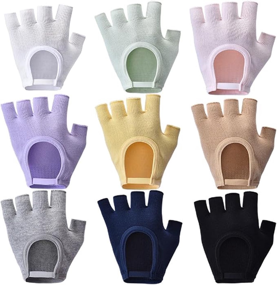 Gloves - Sports Gloves - Yoga Gloves - Fingerless Gloves - Non-slip Gloves - Unisex - Suitable for Gym and Home Workouts (White)