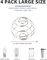 Large Smoothie Balls - Perfect for Protein Shakes, Milkshakes, and Salad Dressings - 304 Stainless Steel Smoothie Balls - Replacement Blender Balls - Pack of 4, 2.1 Inches - Side View
