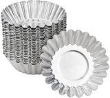 30-Piece Egg Pie Molds - Steel Baking Molds - Muffin Molds - Cupcake Molds - Pudding Molds - Desserts - Ice Cream - Non-Stick and Reusable - Silver