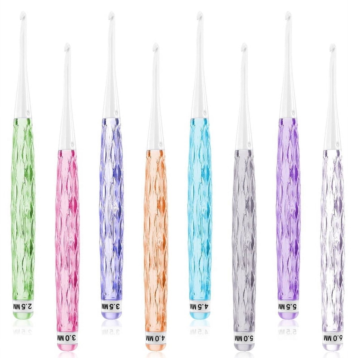 8-piece crochet hook set - crochet hook set with straight shaft - non-slip crochet hook grip - ergonomic knitting needles