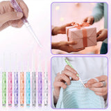 8-piece crochet hook set - crochet hook set with straight shaft - non-slip crochet hook grip - ergonomic knitting needles - Front View