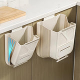 Waste Bin - Hanging Waste Bin - Foldable Waste Bin - Capacity: 7 Liters - Space-Saving Design - Suitable for Kitchens, Cabinet Doors, Bathrooms, Campers, Cars and Camping (White) - Side View
