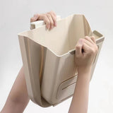 Waste Bin - Hanging Waste Bin - Foldable Waste Bin - Capacity: 7 Liters - Space-Saving Design - Suitable for Kitchens, Cabinet Doors, Bathrooms, Campers, Cars and Camping (White) - Rear View