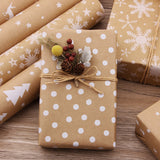 Gift Wrapping Paper - Wrapping Paper - 5 Rolls - Gift Wrapping Paper - DIY Gifts - Eco-Friendly Materials - Wrapping Paper with Christmas Tree and Snowflake Pattern - 0.43*3 Meter - Front View