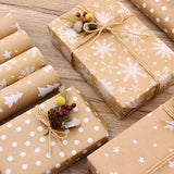 Gift Wrapping Paper - Wrapping Paper - 5 Rolls - Gift Wrapping Paper - DIY Gifts - Eco-Friendly Materials - Wrapping Paper with Christmas Tree and Snowflake Pattern - 0.43*3 Meter - Top-Down View
