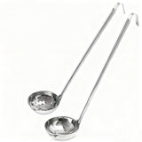Two-piece set - Stainless steel soup ladle and sieve with hook - can be hung on the side of a pan - Soup ladle - Porridge spoon - Thickened household spoon - 25 cm