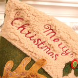 Gift Bags - 23 Inch Christmas Stockings - Santa and Reindeer Pattern - Extra Soft Plush Cuff - Classic Christmas Stocking Decoration - Perfect for Family Holiday Decor（A） - Front View