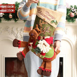 Gift Bags - 23 Inch Christmas Stockings - Santa and Reindeer Pattern - Extra Soft Plush Cuff - Classic Christmas Stocking Decoration - Perfect for Family Holiday Decor（A） - Side View