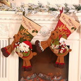 Gift Bags - 23 Inch Christmas Stockings - Santa and Reindeer Pattern - Extra Soft Plush Cuff - Classic Christmas Stocking Decoration - Perfect for Family Holiday Decor（A）
