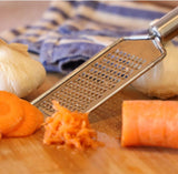 Stainless Steel Flat Grater - 1 Piece - 23.5cm - Perfect for grating garlic, cheese, chocolate, lemons and limes - Durable and rust-resistant - With hanging holes (1 piece) - Top-Down View