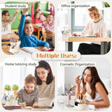 Desktop Rotating Pencil Holder - 3-Compartment Rotating Pencil Holder - Pencil Organizer - 360 Degree Rotating Office Supplies Organizer - for Pencils, Crayons & Office Supplies (White) - Side View