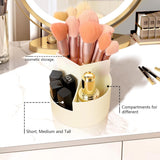 Desktop Rotating Pencil Holder - 3-Compartment Rotating Pencil Holder - Pencil Organizer - 360 Degree Rotating Office Supplies Organizer - for Pencils, Crayons & Office Supplies (White) - Close-Up Angle