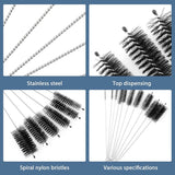 10-Piece Bottle Brush - Cleaning Brush Set - for pipes, keyboards, test tubes, kettle spouts, sinks, bottles and coffee makers - 45-Degree Angle
