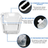 5L Collapsible Water Bag - Portable Water Container - Water Bottle - Kettle - 4-Pack Collapsible Water Jugs - Clear Plastic Water Bag with Handle for Camping, Emergencies, Hiking - Leak-Proof, Freezable Collapsible Water Container Bags - Front View
