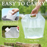 5L Collapsible Water Bag - Portable Water Container - Water Bottle - Kettle - 4-Pack Collapsible Water Jugs - Clear Plastic Water Bag with Handle for Camping, Emergencies, Hiking - Leak-Proof, Freezable Collapsible Water Container Bags - Side View