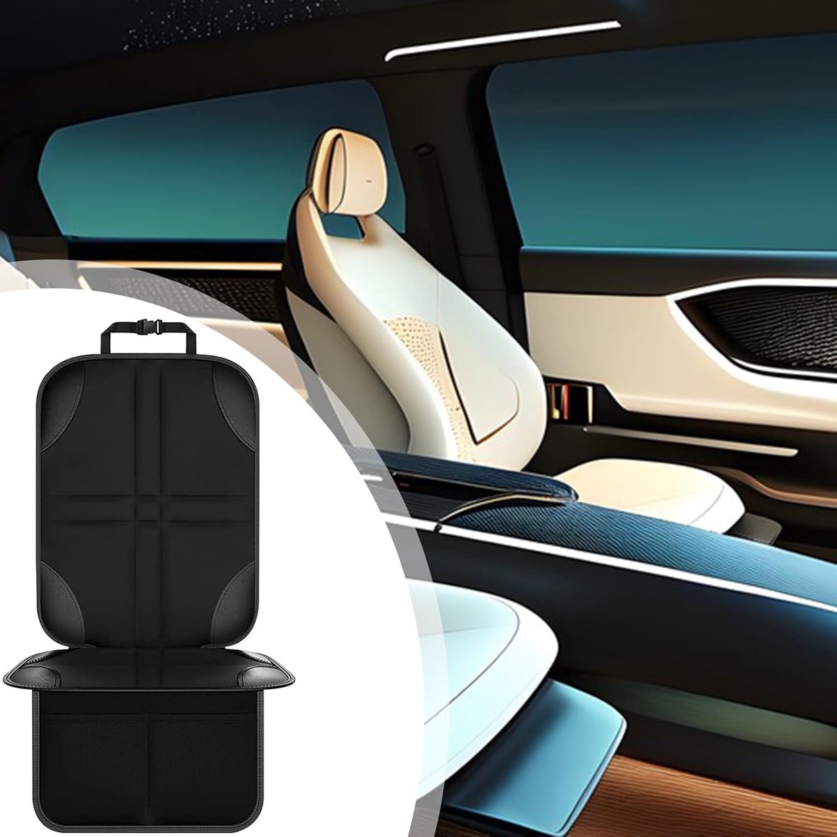 1 Car Seat Protector - Child Car Seat Cover - Car Interior Mat - Non-Slip Mat - Waterproof and Scratch-Resistant - Black