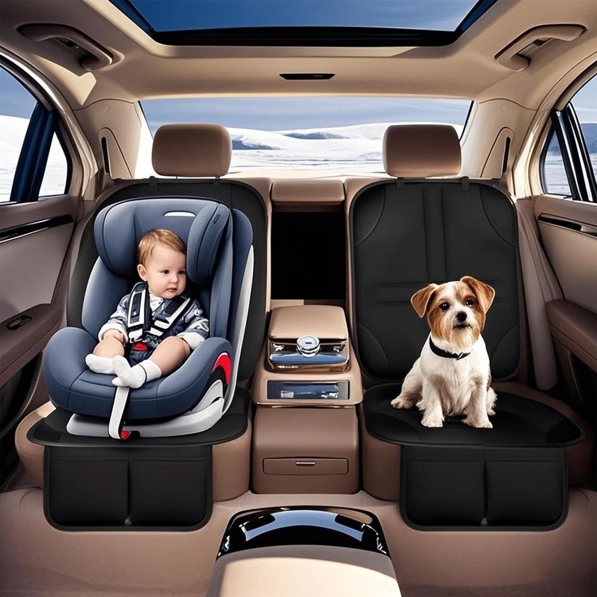 1 Car Seat Protector - Child Car Seat Cover - Car Interior Mat - Non-Slip Mat - Waterproof and Scratch-Resistant - Black