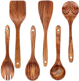 cookware set - 6-piece - Wooden kitchen utensils - Spoon and spatula set - lightweight non-stick cookware