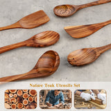 cookware set - 6-piece - Wooden kitchen utensils - Spoon and spatula set - lightweight non-stick cookware - Side View