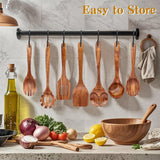 cookware set - 6-piece - Wooden kitchen utensils - Spoon and spatula set - lightweight non-stick cookware - 45-Degree Angle