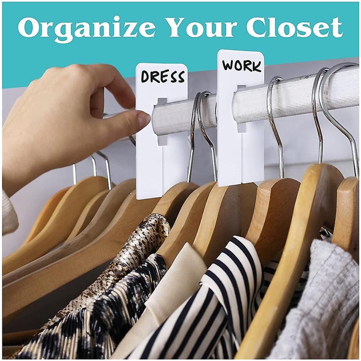 Wardrobe dividers - for hanging clothes - rectangular clothes dividers on racks - white wardrobe 40 pieces