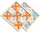 2 Sets Mini XO Chess Board Game Family Kids Puzzle Game Educational Toys - Wooden Board Game Table Toys - for Children Kids Day Birthday Party - Front View
