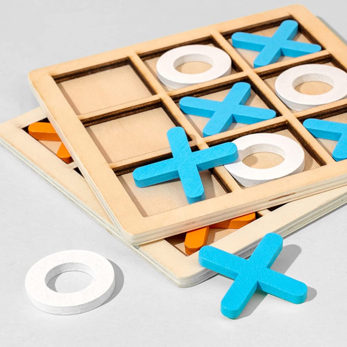 2 Sets Mini XO Chess Board Game Family Kids Puzzle Game Educational Toys - Wooden Board Game Table Toys - for Children Kids Day Birthday Party