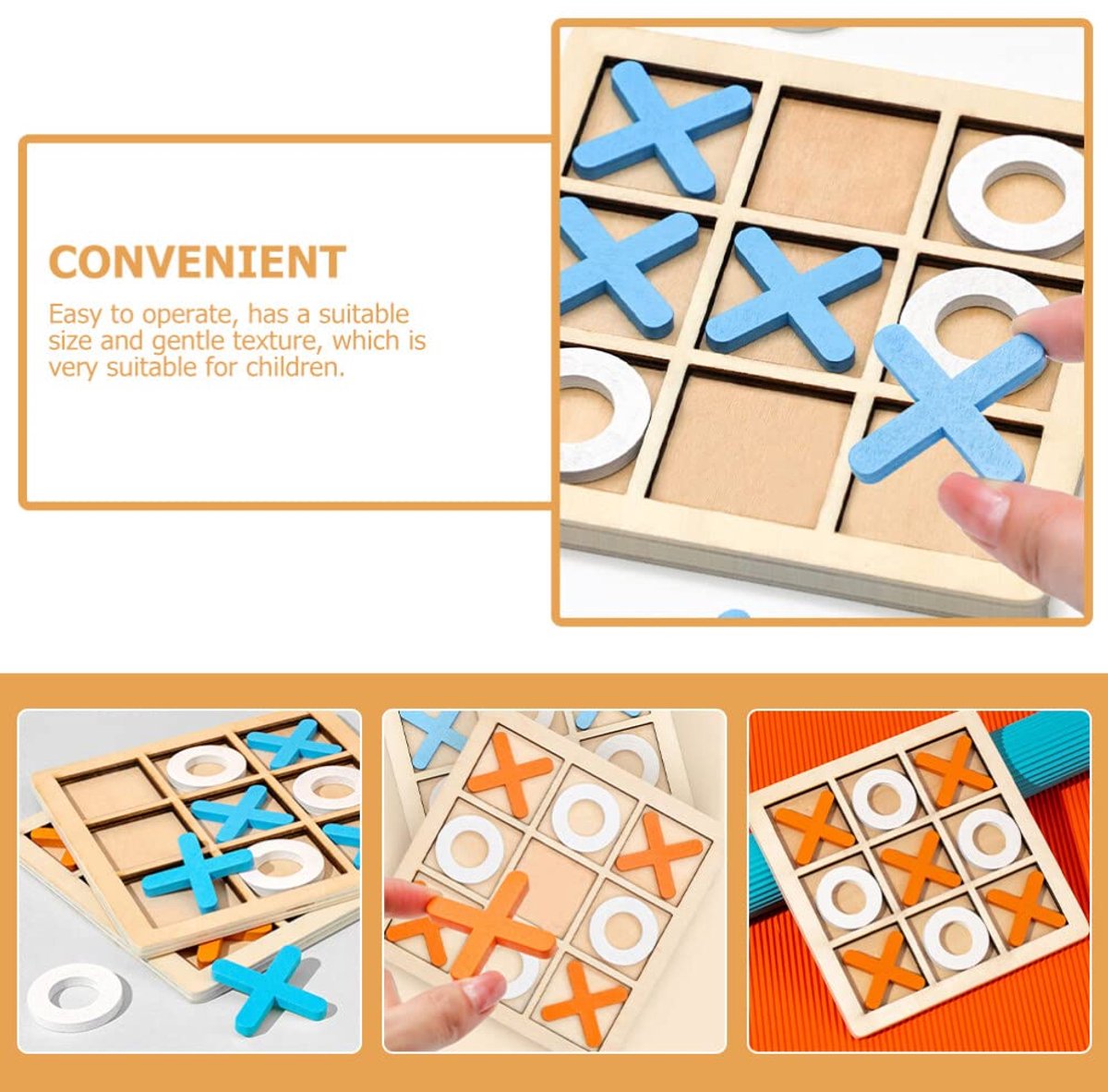 2 Sets Mini XO Chess Board Game Family Kids Puzzle Game Educational Toys - Wooden Board Game Table Toys - for Children Kids Day Birthday Party