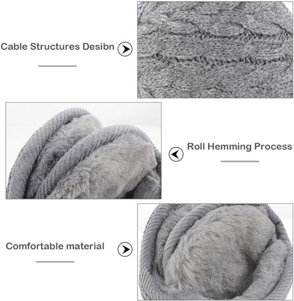 Earmuffs - Knitted Earmuffs - Earmuffs for Adults - Warm Earmuffs - Warm Winter Earmuffs - Foldable - Suitable for Outdoor Activities for Men and Women (White)