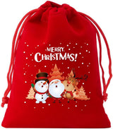 5-pack Christmas gift bags - velvet material - candy bags for children - Christmas apple bags - reusable Christmas gift bags - party bags - 15*10cm - Front View