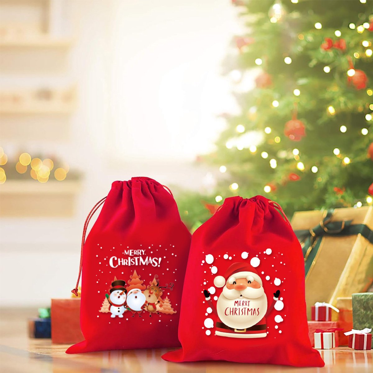 5-pack Christmas gift bags - velvet material - candy bags for children - Christmas apple bags - reusable Christmas gift bags - party bags - 15*10cm
