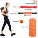 4 in 1 Foam Roller Set: Trigger Point Roller - Yoga Stick - Massage Ball - Fitness Stretching Band - Carrying Bag - Towel for Deep Muscle Massage - Pilates and Yoga - 45-Degree Angle